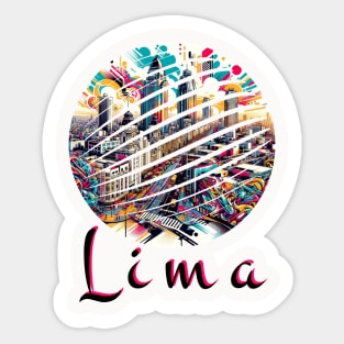 Lima Peru Artistic Watercolor Downtown Sticker